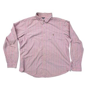 Polo Ralph Lauren Custom Fit Pink Striped Button Down Shirt Men's XXL